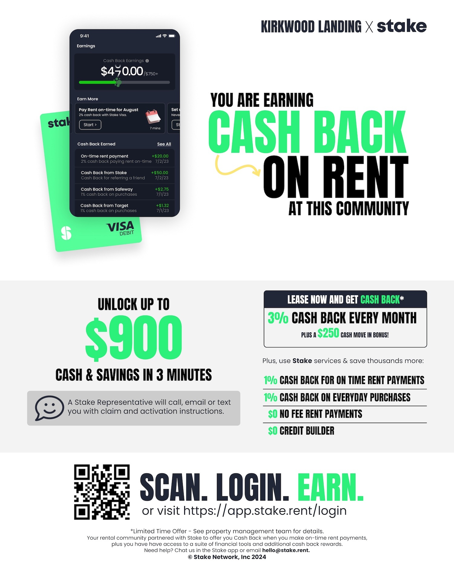 Pay rent, get cash with stake